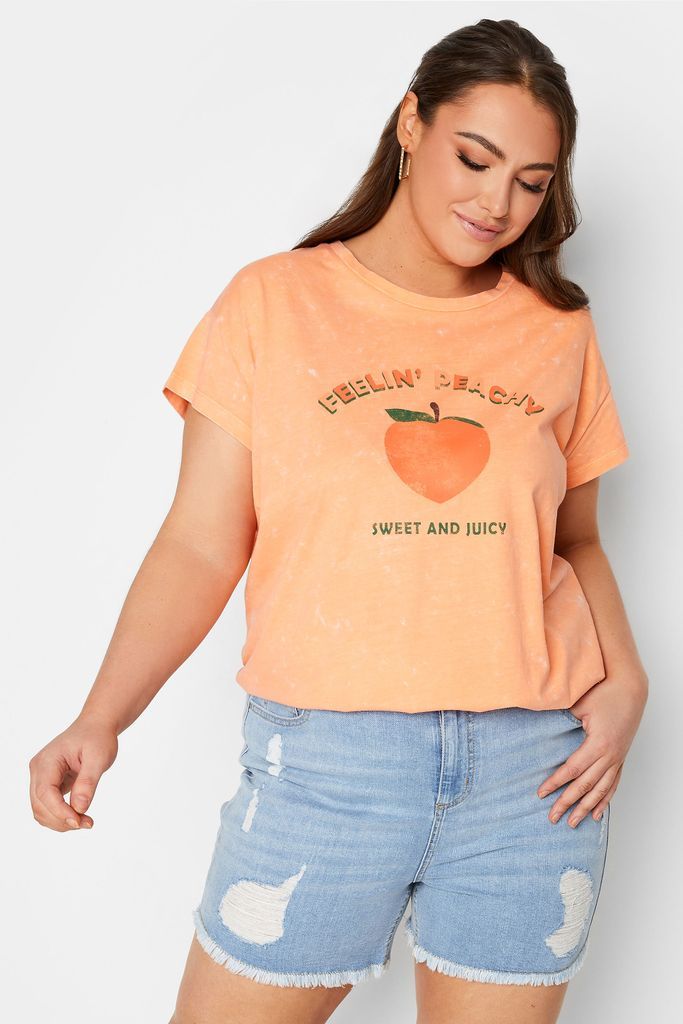Curve Orange 'Feelin' Peachy'' Acid Wash Tshirt, Women's Curve & Plus Size, Limited Collection