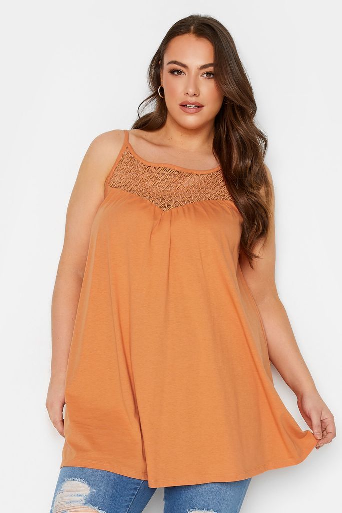 Curve Orange Crochet Vest Top, Women's Curve & Plus Size, Yours