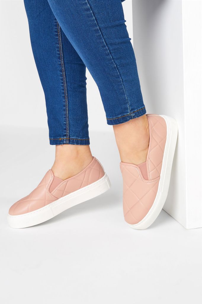 Pink Quilted Slipon Trainers In Extra Wide eee Fit
