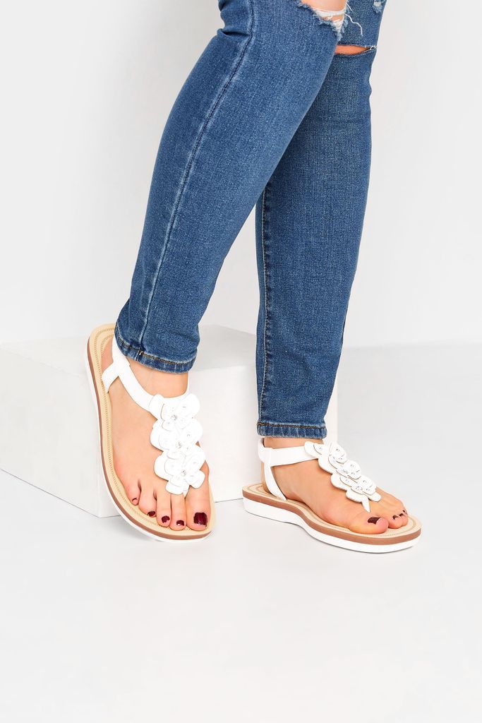 White Diamante Butterfly Sandals In Extra Wide eee Fit