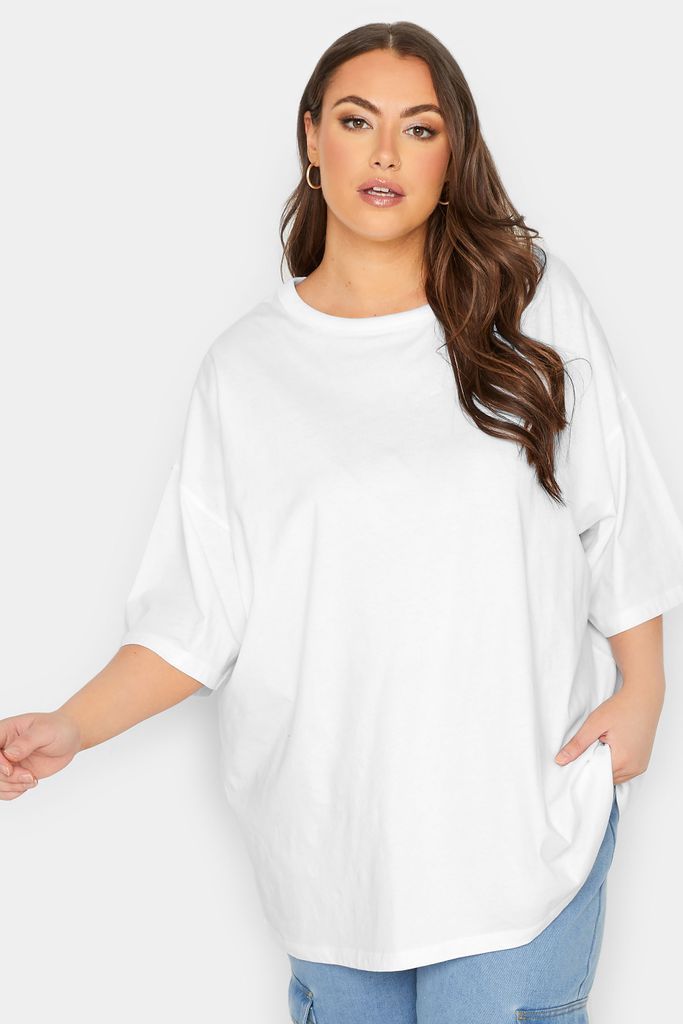 Curve White Oversized Boxy Tshirt, Women's Curve & Plus Size, Yours