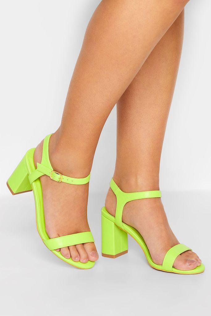 Lime Green Block Heel Sandal In Wide E Fit & Extra Wide Fit