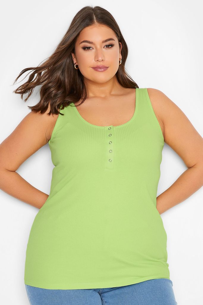 Curve Lime Green Popper Vest Top, Women's Curve & Plus Size, Yours