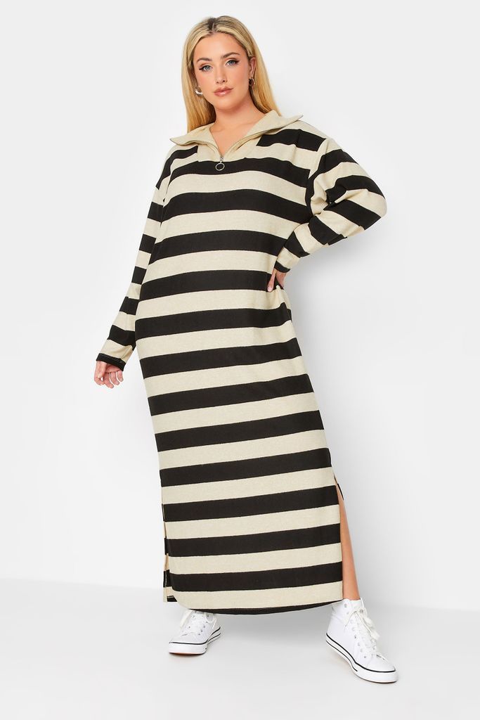 Yours Luxury Curve Cream & Black Stripe Soft Touch Jumper Dress, Women's Curve & Plus Size, Yours Luxury Capsule Collection