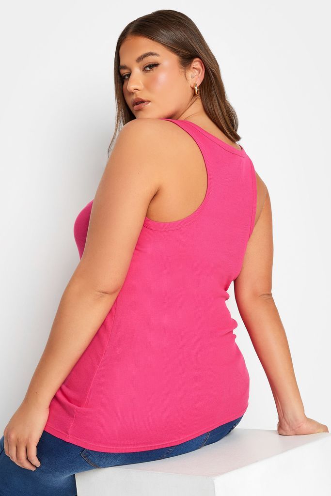 Curve Hot Pink Racer Back Vest Top, Women's Curve & Plus Size, Yours