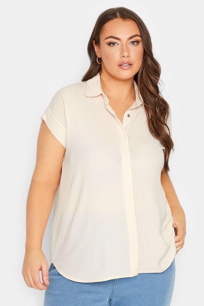 Curve Cream Collared Shirt, Women's Curve & Plus Size, Yours