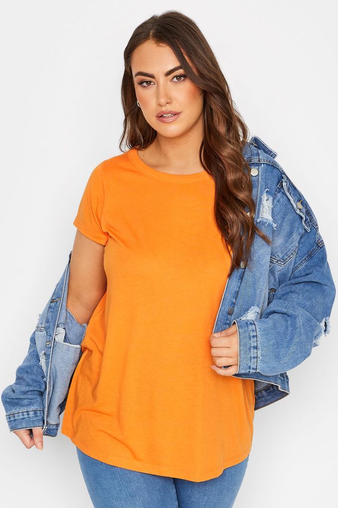 Curve Bright Orange Essential Short Sleeve Tshirt, Women's Curve & Plus Size, Yours