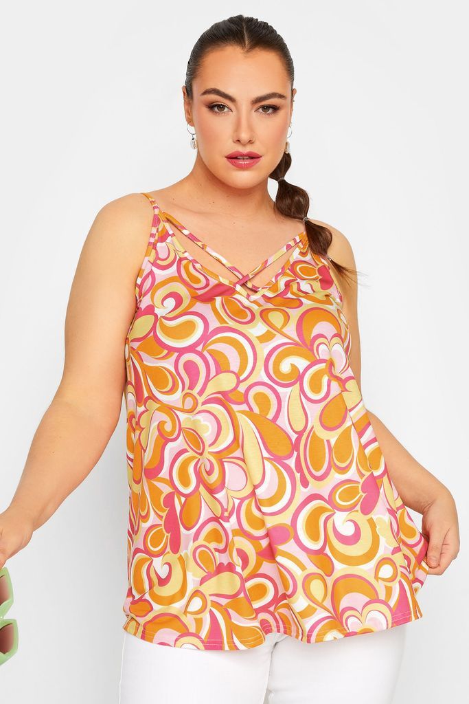 Curve Orange Abstract Print Strappy Cami Top, Women's Curve & Plus Size, Limited Collection