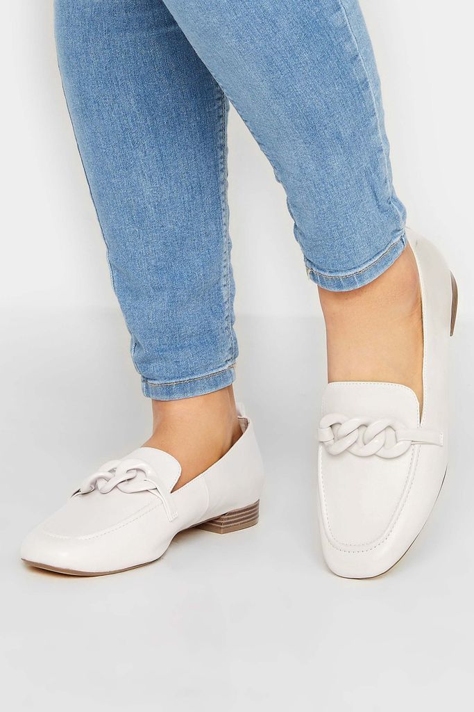 Ivory White Chain Loafers In Wide E Fit