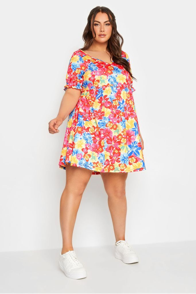 Curve Red Floral Print Sweetheart Dress, Women's Curve & Plus Size, Limited Collection