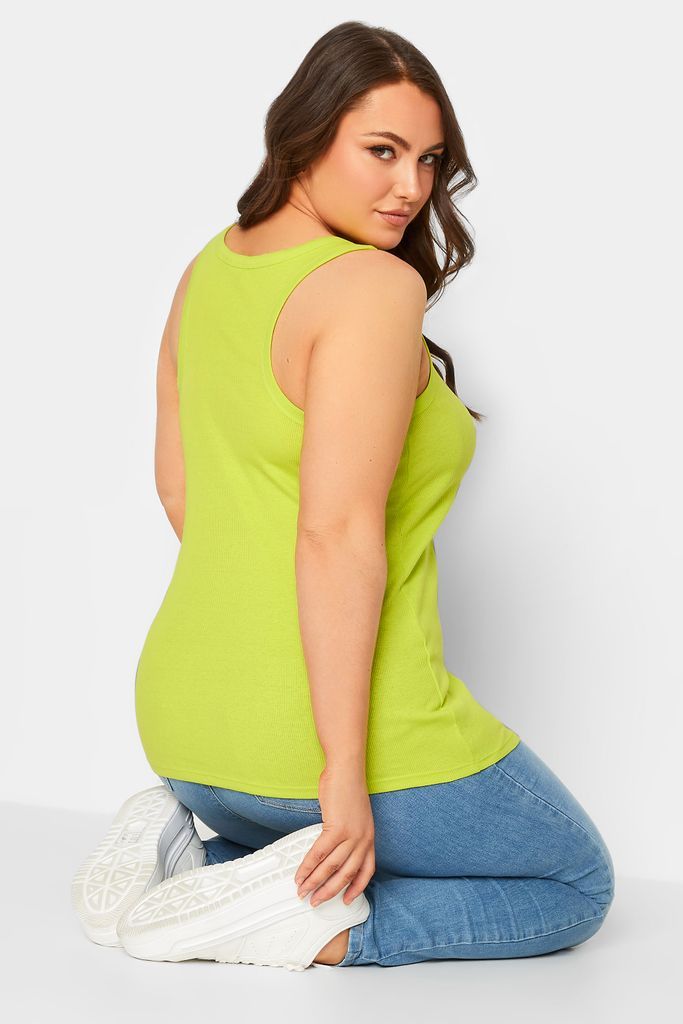 Curve Lime Green Ribbed Racer Vest, Women's Curve & Plus Size, Yours