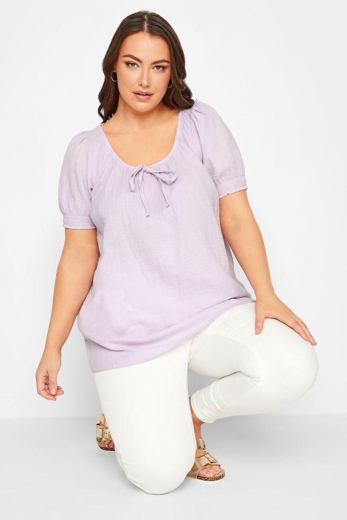 Curve Purple Crinkle Gypsy Top, Women's Curve & Plus Size, Yours
