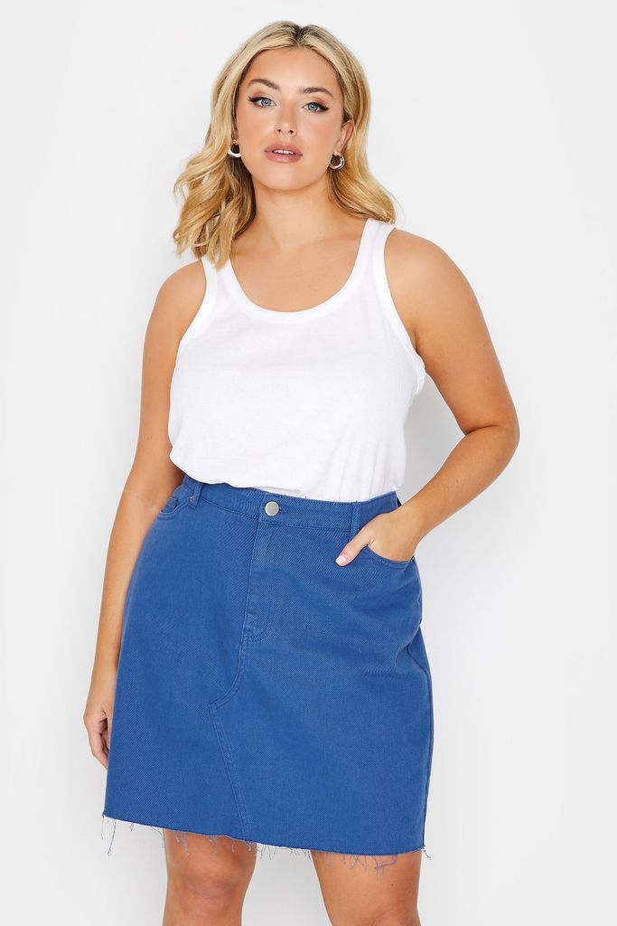 Curve Cobalt Blue Denim Skirt, Women's Curve & Plus Size, Yours