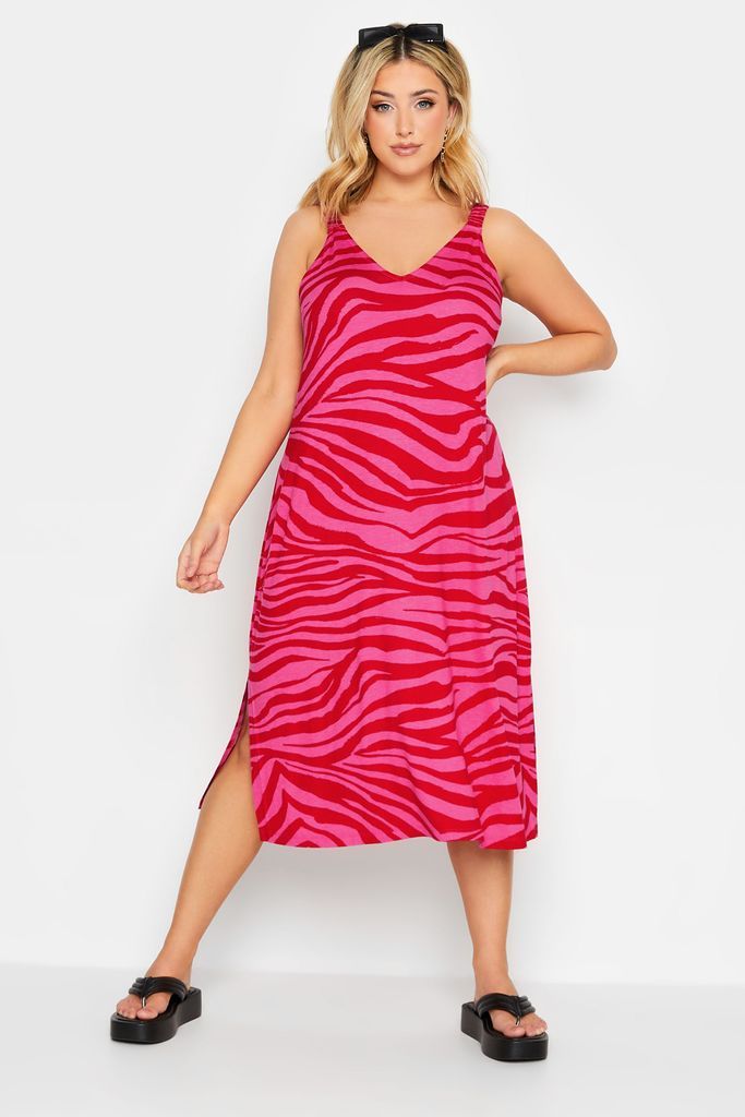 Curve Pink Zebra Print Midaxi Beach Dress, Women's Curve & Plus Size, Yours