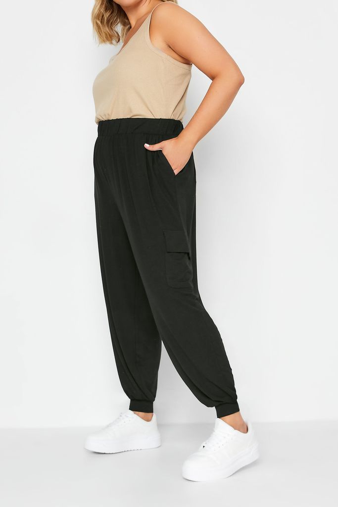 Curve Black Jersey Harem Cargo Trousers, Women's Curve & Plus Size, Yours