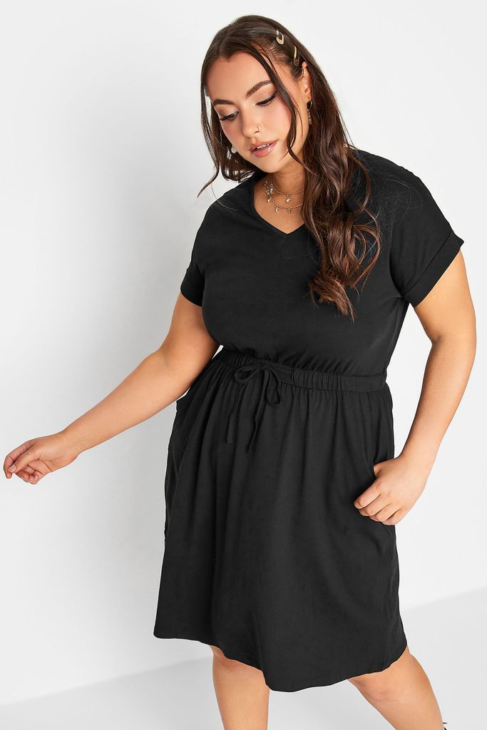 Curve Black Cotton Tshirt Dress, Women's Curve & Plus Size, Yours