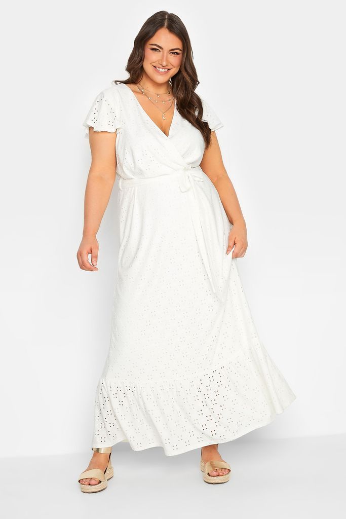Curve White Broderie Anglaise Maxi Dress, Women's Curve & Plus Size, Yours