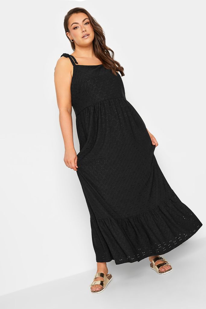 Curve Black Broderie Anglaise Maxi Dress, Women's Curve & Plus Size, Yours