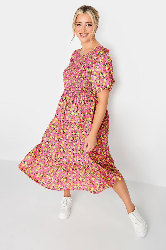 Curve Pink Ditsy Print Midaxi Dress, Women's Curve & Plus Size, Limited Collection