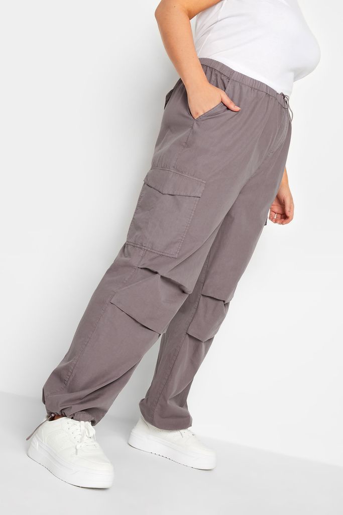 Curve Grey Cargo Parachute Trousers, Women's Curve & Plus Size, Yours