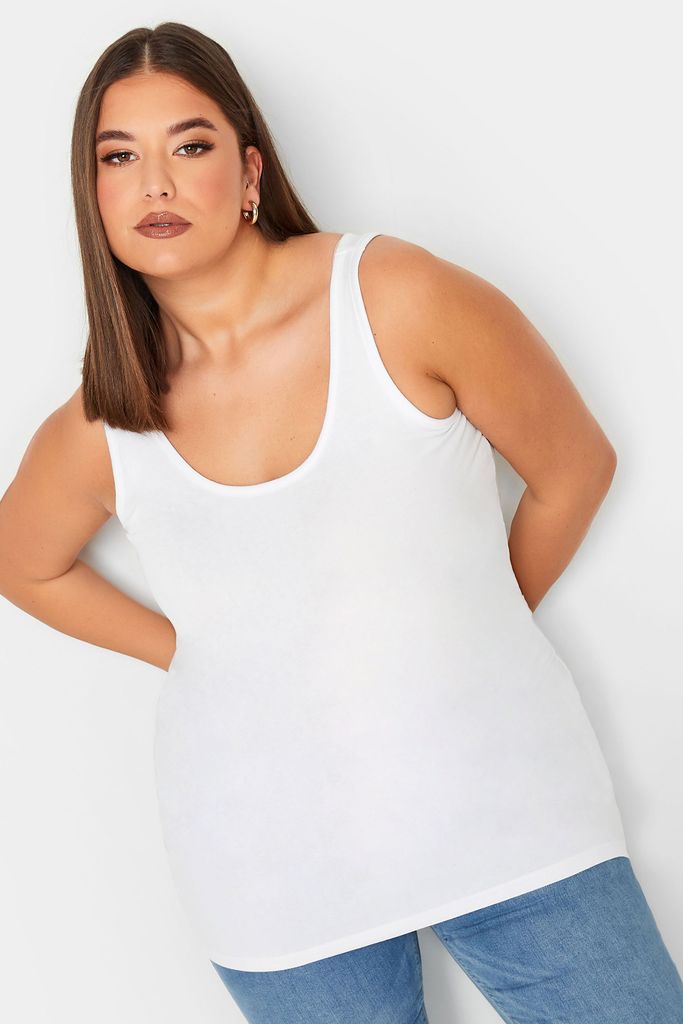 Curve White Longline Vest Top, Women's Curve & Plus Size, Yours