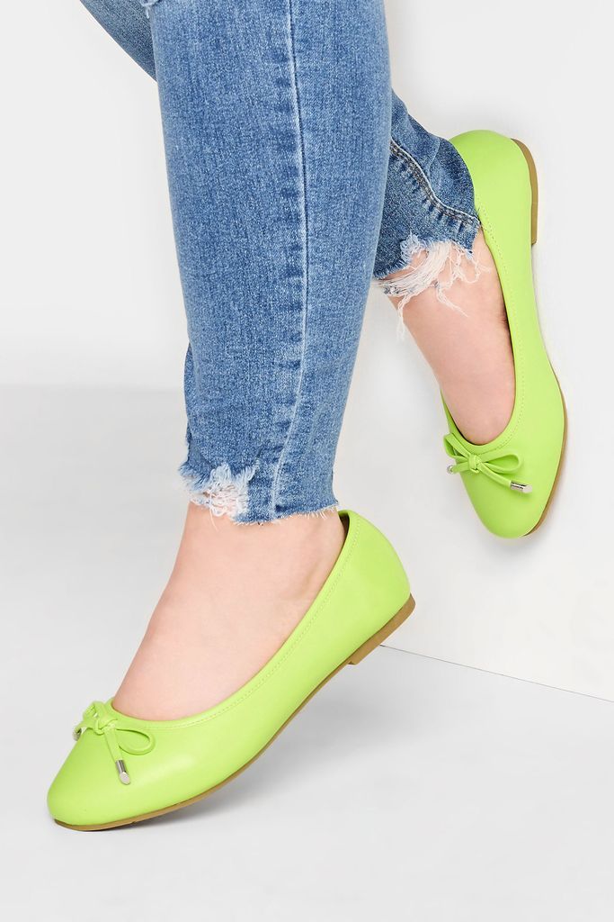Green Ballerina Pumps In Wide E Fit & Extra Wide eee Fit