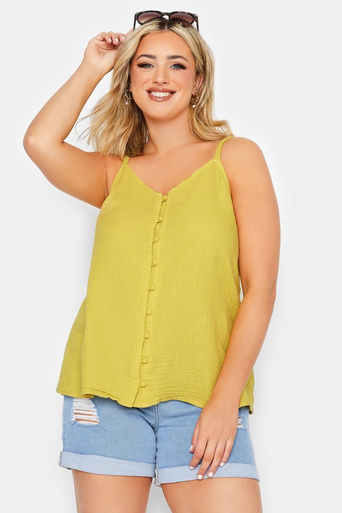Curve Yellow Button Cami Vest Top Online Special Offer, Women's Curve & Plus Size, Yours