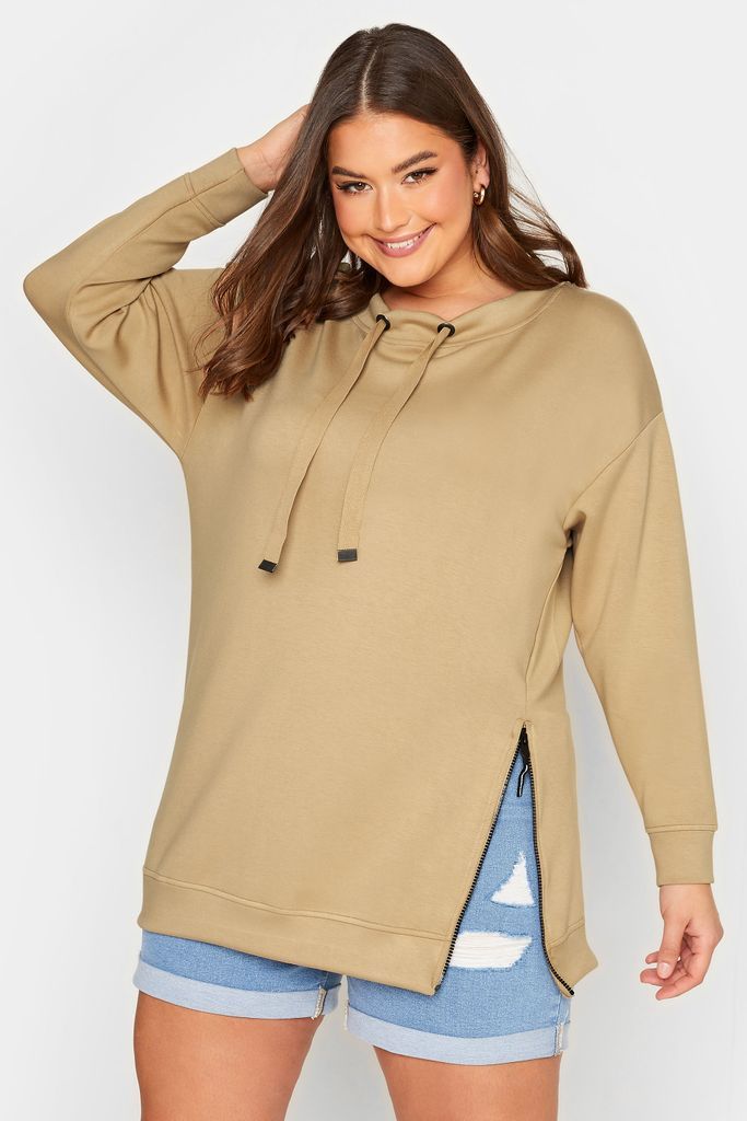 Curve Brown Side Split Sweatshirt, Women's Curve & Plus Size, Yours