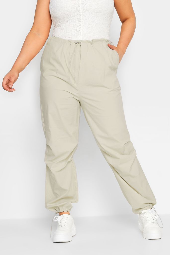 Curve Cream Parachute Trousers, Women's Curve & Plus Size, Yours