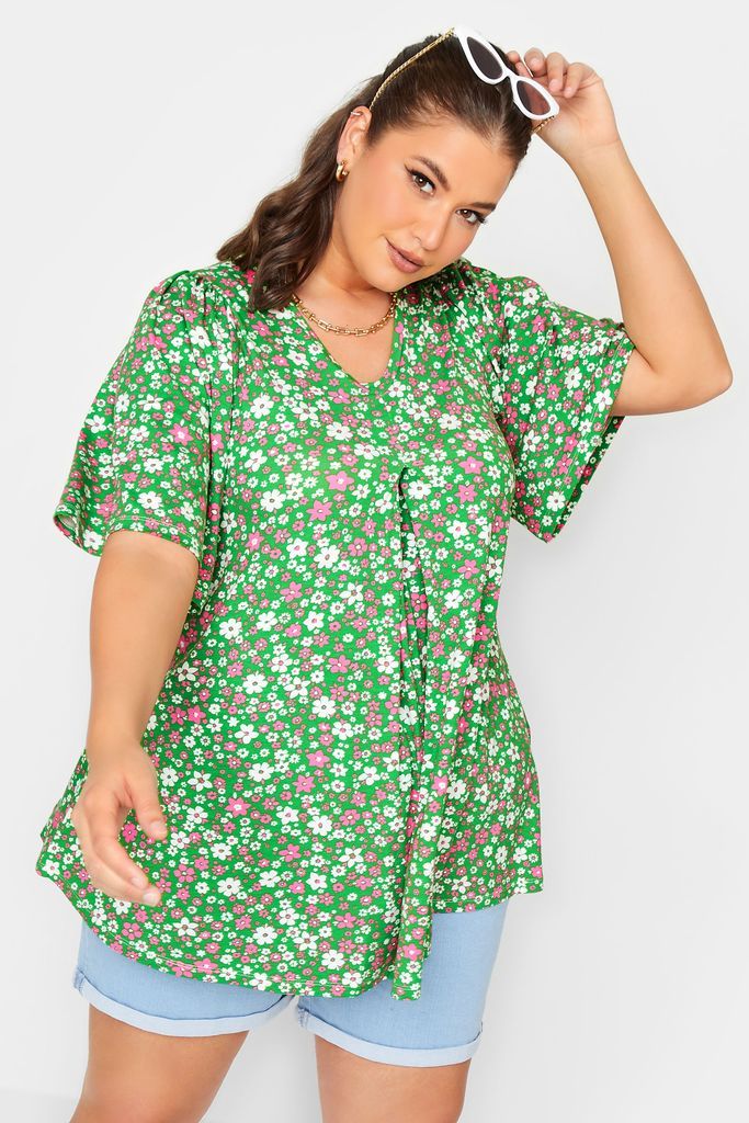 Curve Green Floral Ditsy Top, Women's Curve & Plus Size, Yours