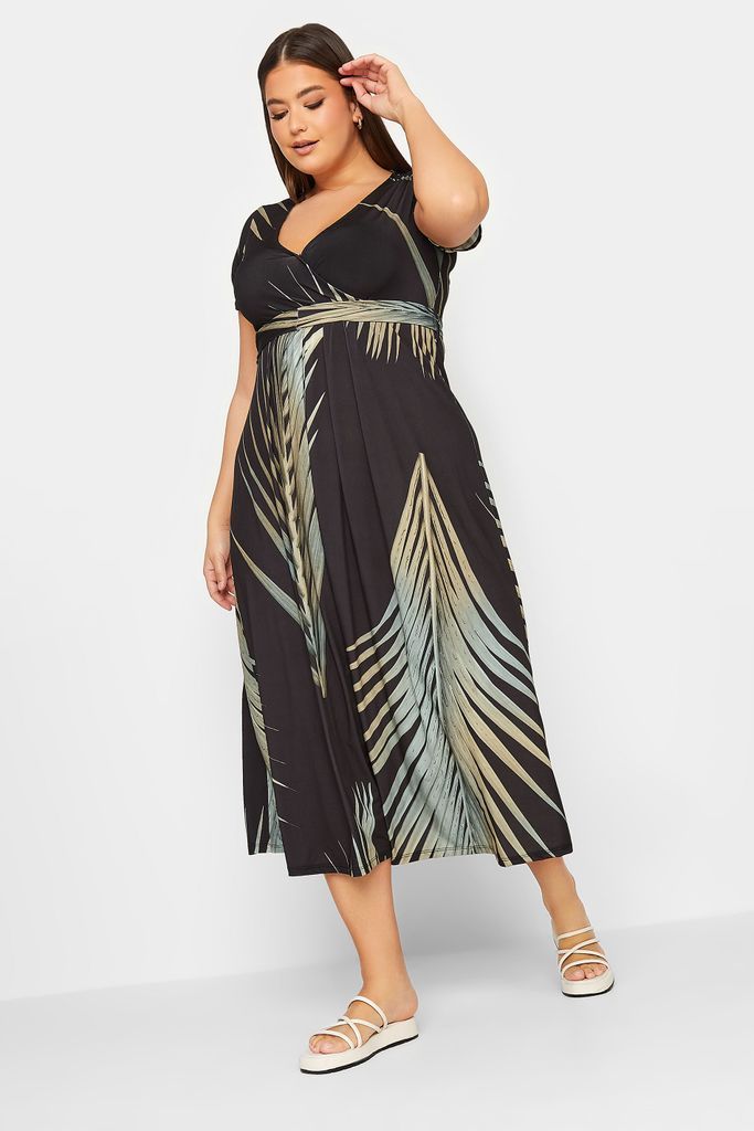 Curve Leaf Print Wrap Dress, Women's Curve & Plus Size, Yours
