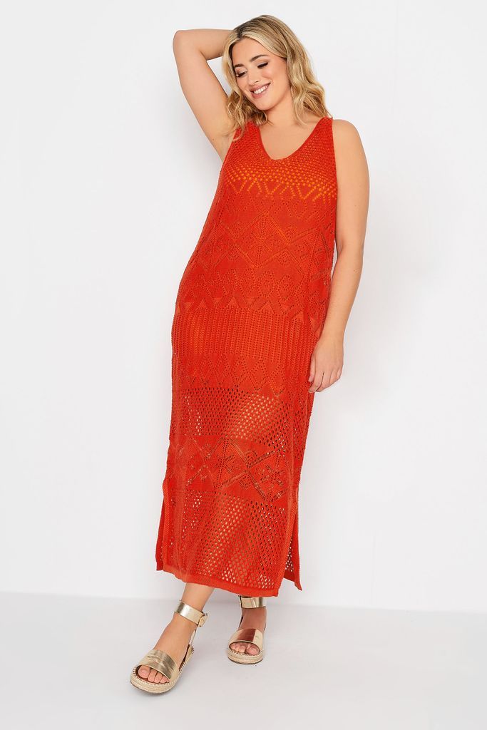 Curve Red Crochet Midaxi Dress, Women's Curve & Plus Size, Yours