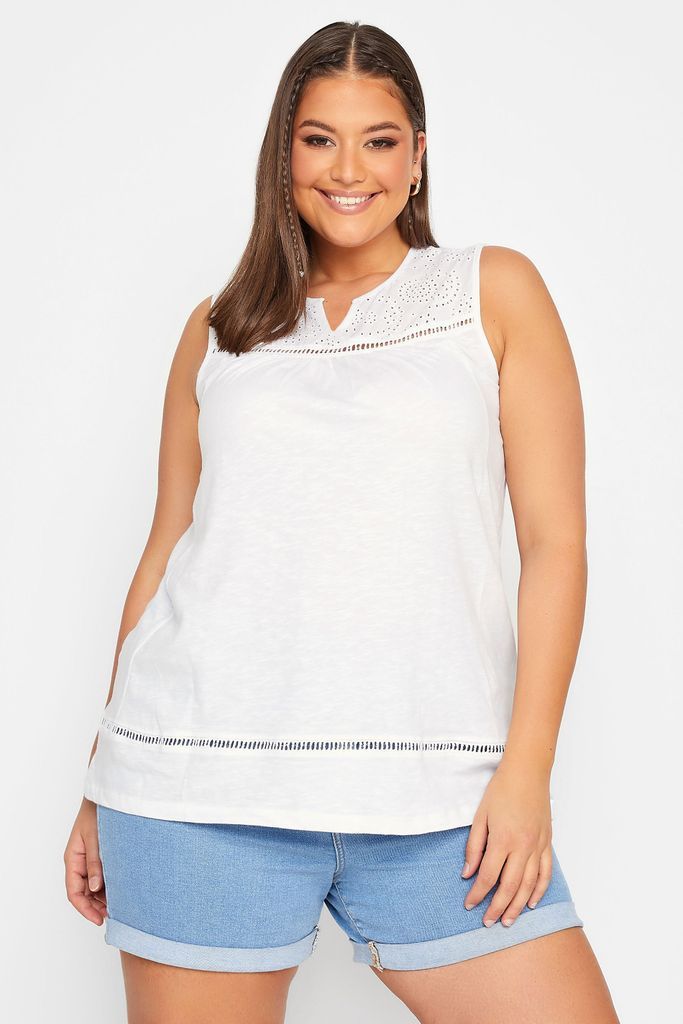 Curve White Crochet Vest, Women's Curve & Plus Size, Yours