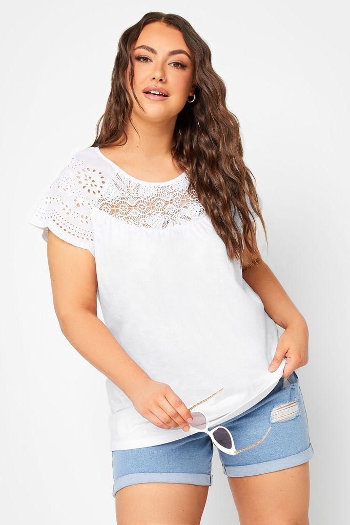 Curve White Crochet Lace Top, Women's Curve & Plus Size, Yours