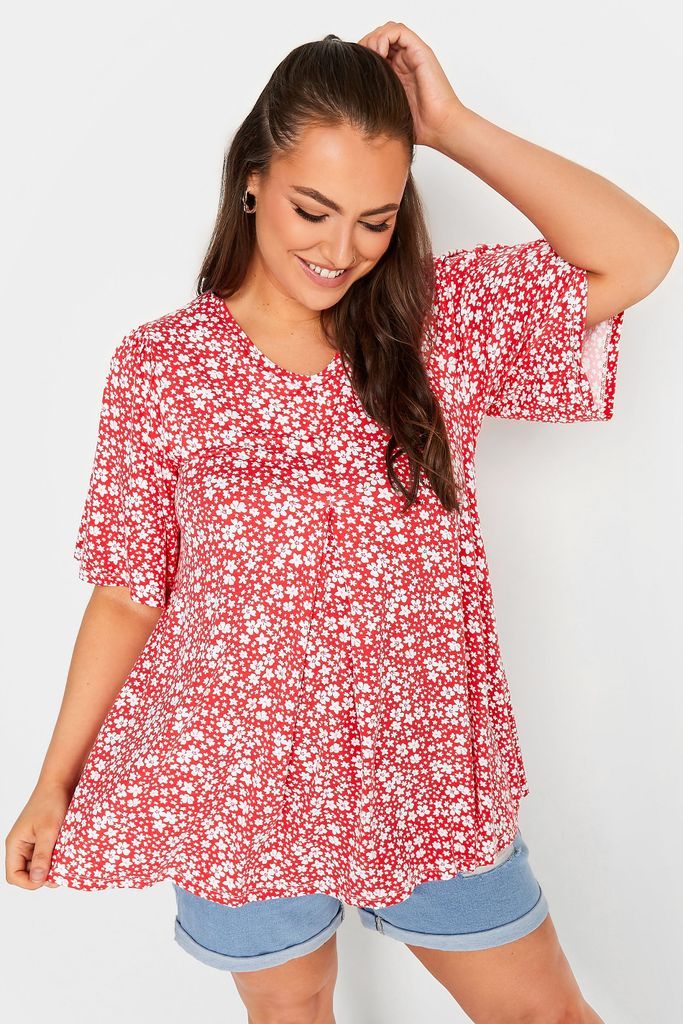 Curve Red Floral Ditsy Print Top, Women's Curve & Plus Size, Yours