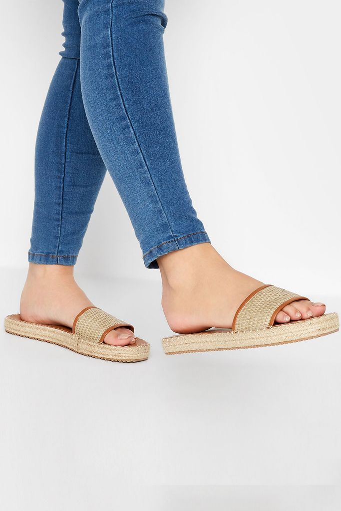 Brown Espadrille Mules In Wide E Fit