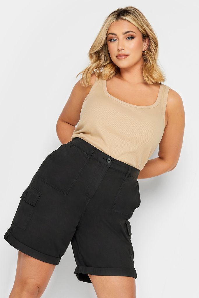 Curve Black Cargo Chino Shorts, Women's Curve & Plus Size, Yours
