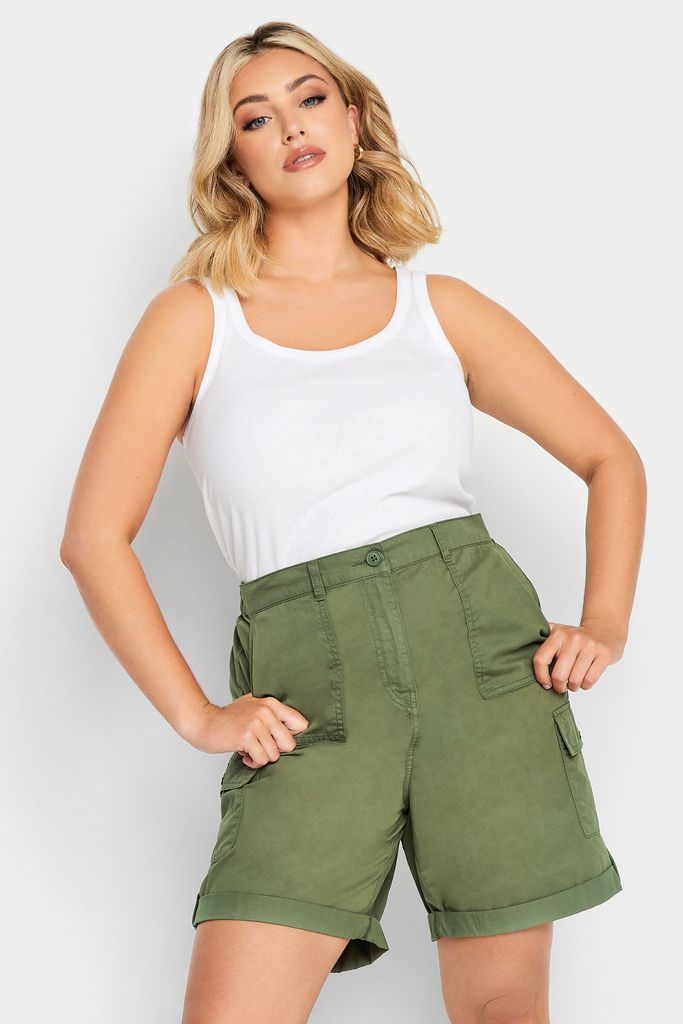 Curve Khaki Green Cargo Chino Shorts, Women's Curve & Plus Size, Yours