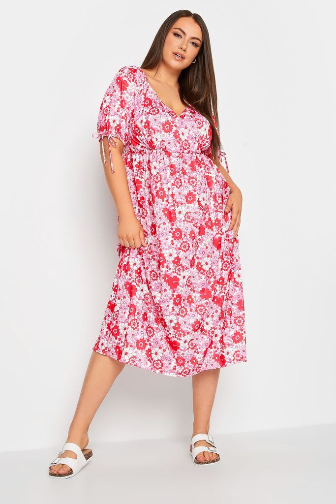 Curve Pink Floral Print Midi Dress, Women's Curve & Plus Size, Limited Collection