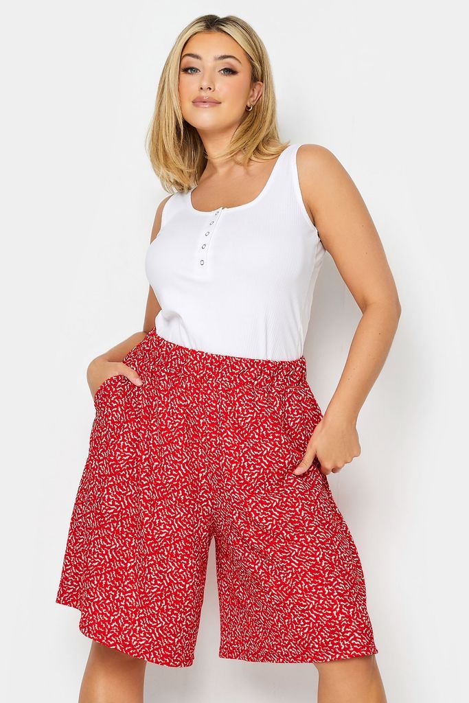 Curve Red Abstract Print Pull On Shorts, Women's Curve & Plus Size, Yours