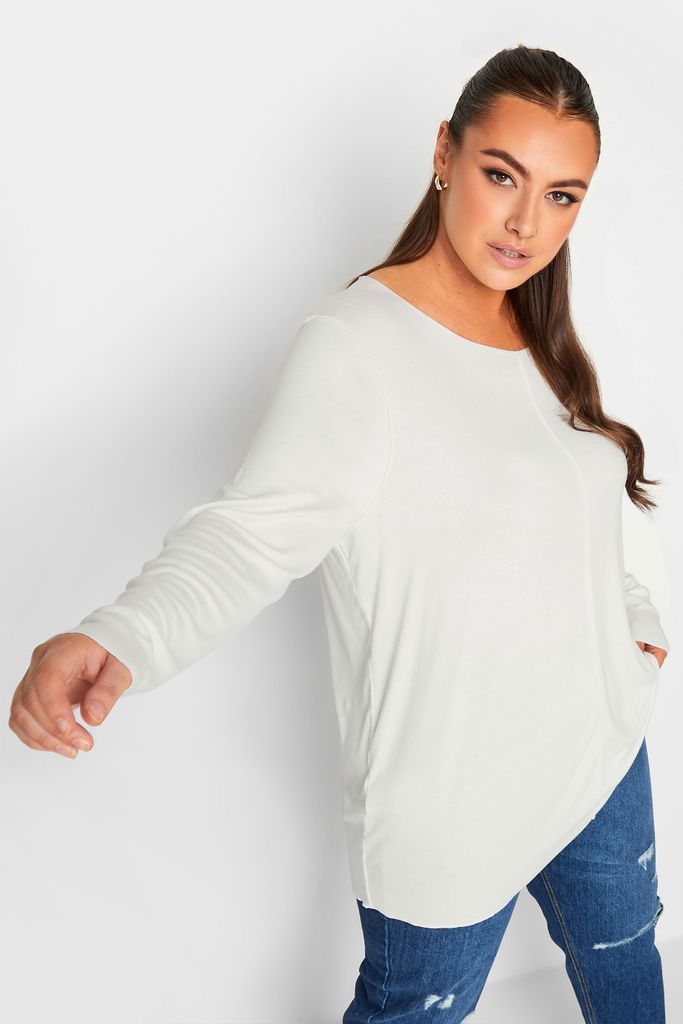 Curve White Front Seam Top, Women's Curve & Plus Size, Yours