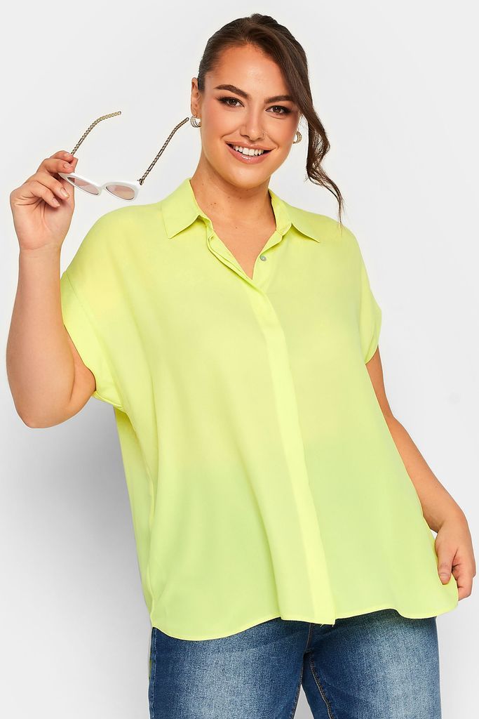 Curve Lime Green Short Sleeve Shirt, Women's Curve & Plus Size, Yours