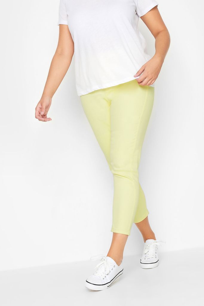 Curve Yellow Cropped Stretch Grace Jeggings, Women's Curve & Plus Size, Yours