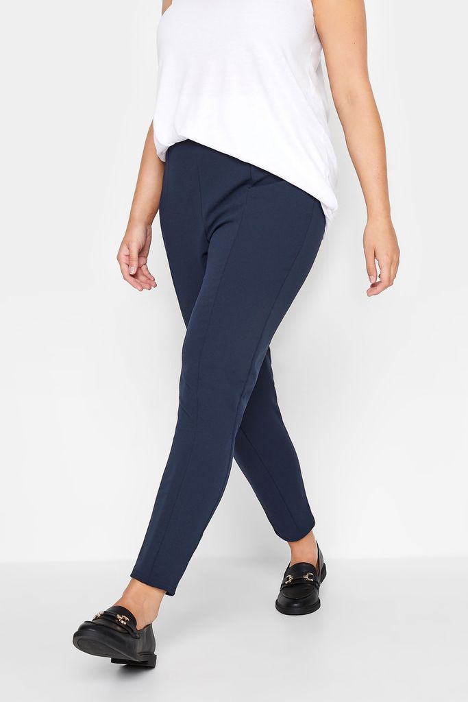 Curve Navy Blue Stretch Tapered Trousers, Women's Curve & Plus Size, Yours