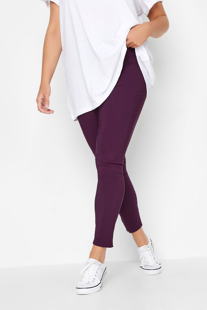 Curve Purple Stretch Bengaline Slim Leg Trousers, Women's Curve & Plus Size, Yours