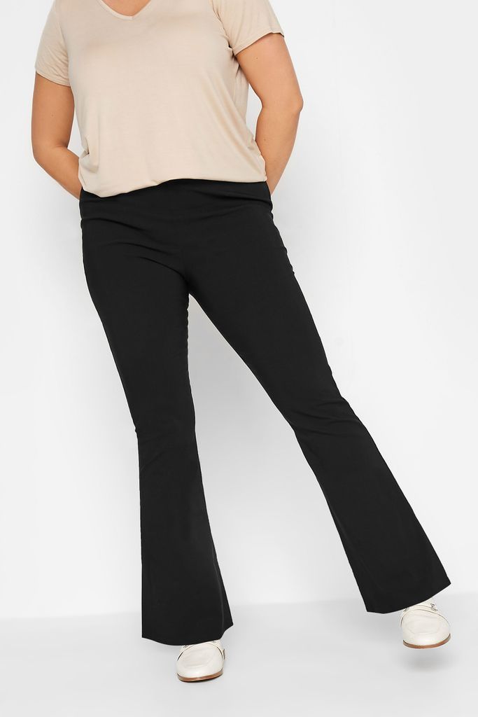 Curve Black Flare Bengaline Trousers, Women's Curve & Plus Size, Yours