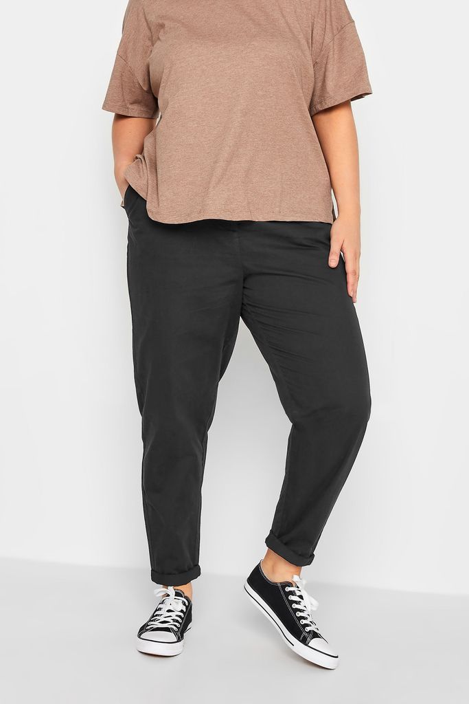 Curve Black Straight Leg Chino Trousers, Women's Curve & Plus Size, Yours