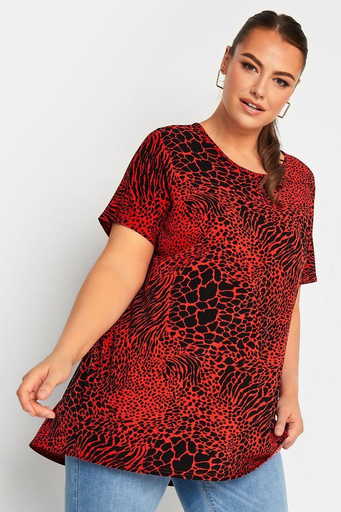 Curve Red Animal Print Top, Women's Curve & Plus Size, Yours