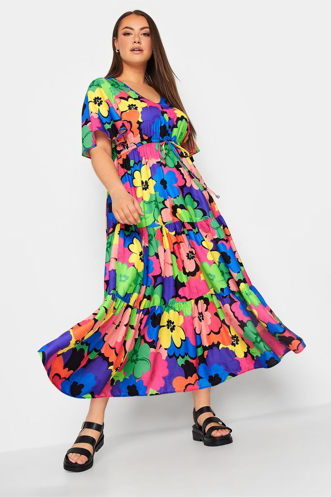 Curve Blue & Green Floral Smock Maxi Dress, Women's Curve & Plus Size, Limited Collection
