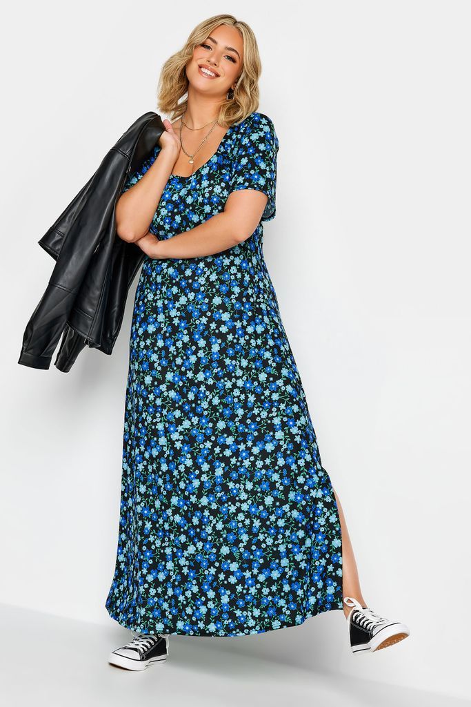 Curve Blue Floral Square Neck Maxi Dress, Women's Curve & Plus Size, Limited Collection